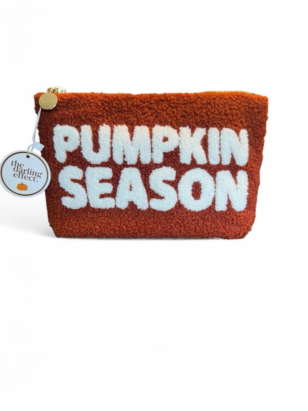 The Darling Effect 'Pumpkin Season' Orange Sherpa Cosmetic Pouch